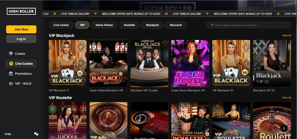 vip casino live